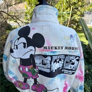 Women's Tie Dyed Hawaiia Mickey with Steamboat Willie Jacket-Large by Wild Fable